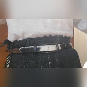 Vintage calf hair skinny belt